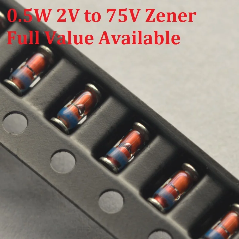 

200PCS 1/2W Zener diodeZMM43V/ZMM47V/ZMM51V/ZMM56V/ZMM62V/ZMM68V/ZMM75V LL34 43V 47V 51V 56V 62V 68V 75V diodes 0.5W Free ship