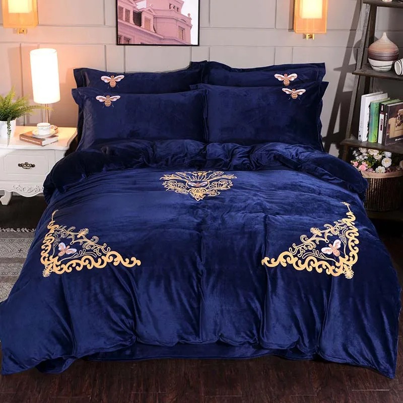 

Chpermore Crystal Flannel Bedding Set solid color 100% Cotton pillowcase Bed Sheets Quilt Cover For Twin Queen King Size