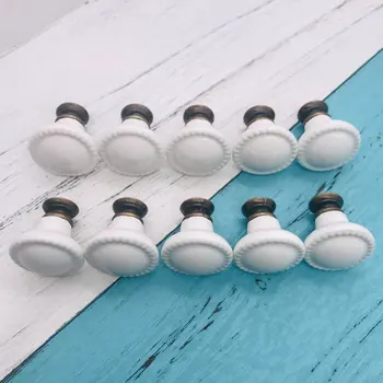 

10 Packs Ceramic Cabinet Knobs, White Vintage Ceramic Door Knobs Pull Handles Drawer Cupboard Kitchen Cabinet Knobs for Home