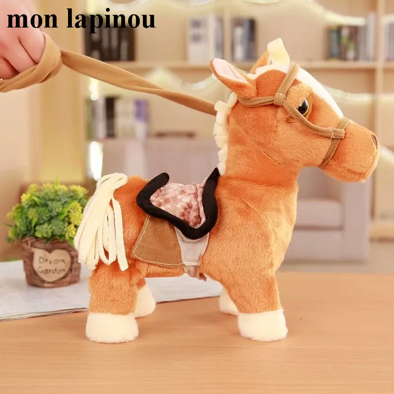 Kopen 30 cm Elektrische Paard Knuffel Zingen En Walking Machines Pony Elektronische Paard Grappige Kinderen Speelgoed Kinderen Verjaardagscadeau