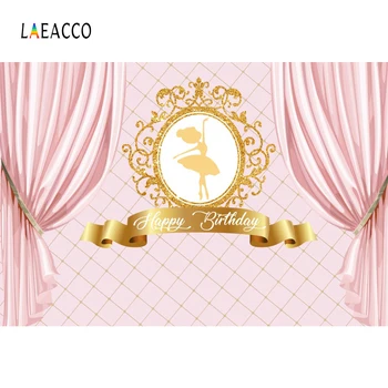 

Princess Backdrops Photography Pink Gold Crown Curtain Birthday Party Customized Poster Portrait Photo Backdrop For Photo Studio
