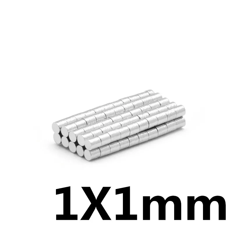 100 шт. 1x1 мм супер мощные сильные объемные Маленькие Круглые неодимовые Дисковые магниты NdFeB диаметром 1 мм* 1 мм N35 редкоземельные магниты NdFeB