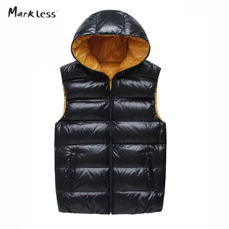 Markeless Men Fashion Both Side Wear Down Vest Autumn And