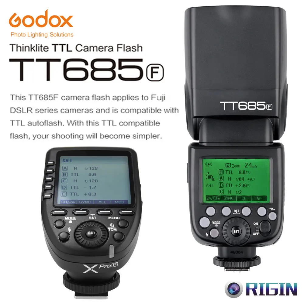 

Godox TTL TT685F Camera Flash 2.4G wireless HSS 1/8000s GN60+Xpro-F Transmitter Kit For Fuji X-Pro2/X-T20/X-T1/X-T2