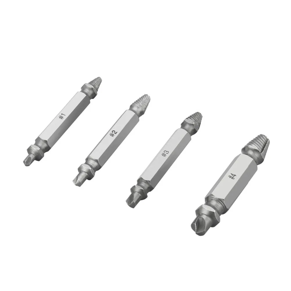 

4pcs/set High Speed Steel Double Head Breakage Screw Extractor Remove Broken Bolt Tool Damaged Screw Extractor