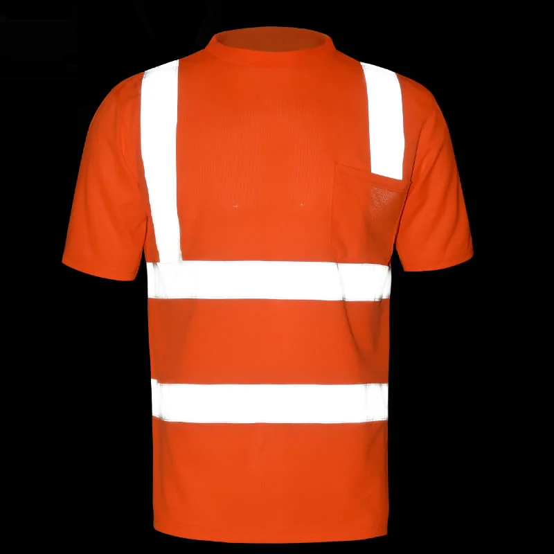 High visibility fluorescent orange T shirt breathable reflective t