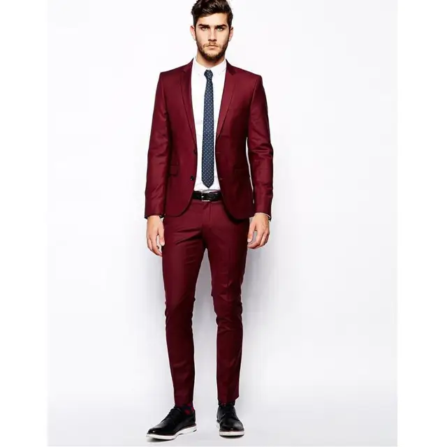 Slim Fit Dark Red Best Man Groomsman Men S Wedding Prom 2 Piece Slim Fit Dark Red Best Man Groomsman Men S Wedding Prom 2 Piece Suits Groom Tuxedo