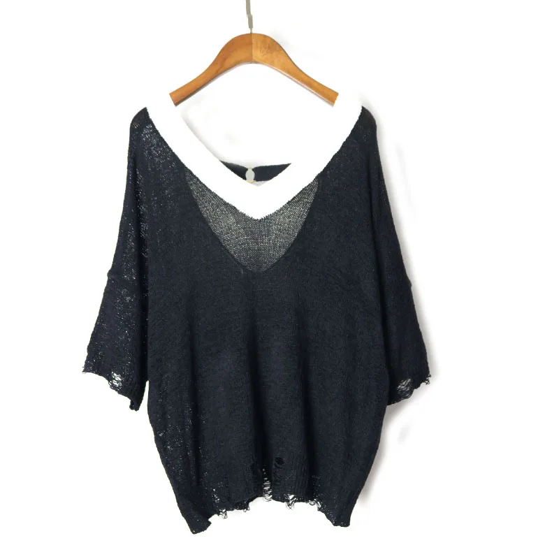 

2017 Autumn New Fashion Deep V Neck Knitted Women Sweater Hollow Out Casual Pullovers Jumpers Knitwear Pull Femme sexy tops