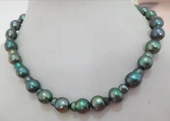 

HOT## Wholesale FREE SHIPPING >>> HUGE 18"15X11MM AUSTRALIAN SOUTH SEA GENUINE GREEN DROP TAIL PEARL NECKLACE 14K