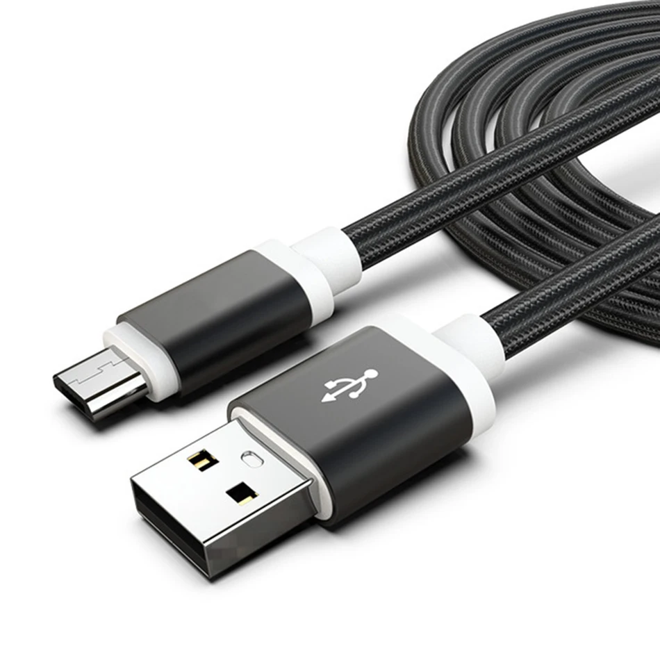Fast Charging Micro USB Cable Nylon Braided Wire Cord Metal Sync Cables