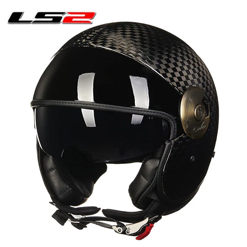 LS2 motorcycle carbon fiber helmet open face helmet retro capacetes