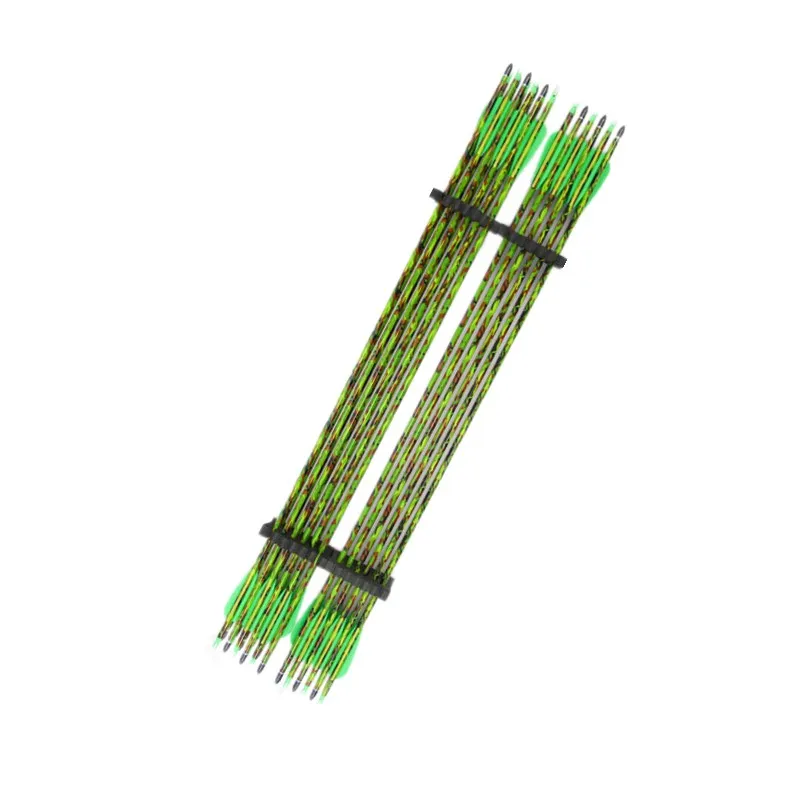 

6 PCS Camouflage Skin Carbon Hunting Arrow 7.6 MM Pure Carbon Arrow Deflection 300 Compound Curved Bow