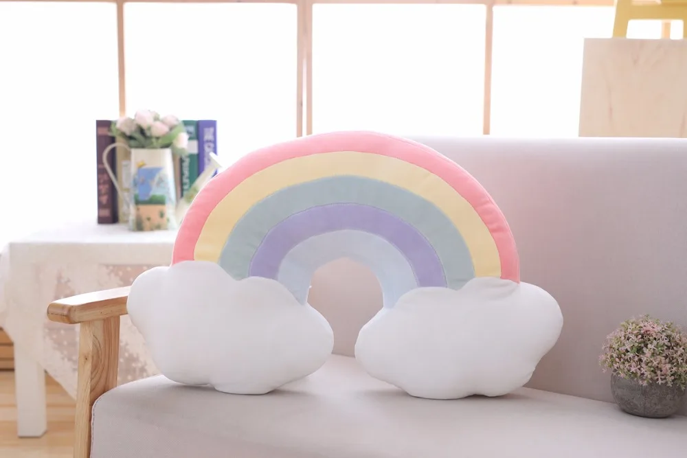 Cute Sky Series Pillow Stuffed Moon, Shooting Star and Rainbow Plush Toys Soft Shell Cushion Nice baby sleeping Pillow Kids gift