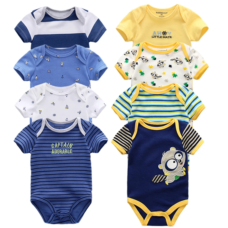 8 шт. Детский комбинезон nieuwe pasgeboren mannelijke baby vrouwelijke baby korte mouwen een stuk kleding babykleding producten