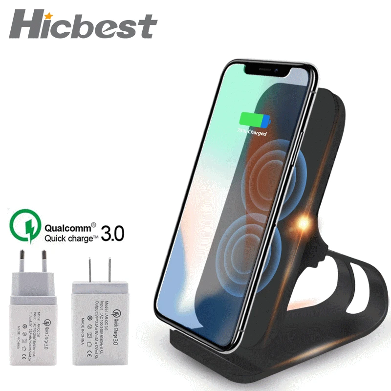 Vente Qi support de chargeur sans fil 10W Charge rapide sans fil chargeur de téléphone Induction pour iPhone XS Max XR X 8 Samsung S8 S9 Plus