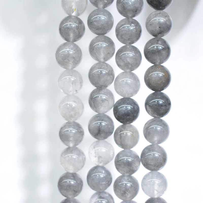

FLTMERH-Pick Size4 .6.8 .10 12MM Natural Demon Quartz Stone Round Loose Beads 15.5"/Strand for Jewelry Making