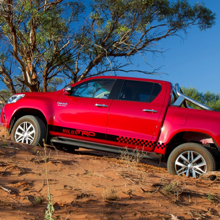 

2 PC hilux HILUX chequered racing side stripe graphic Vinyl sticker for TOYOTA HILUX decals