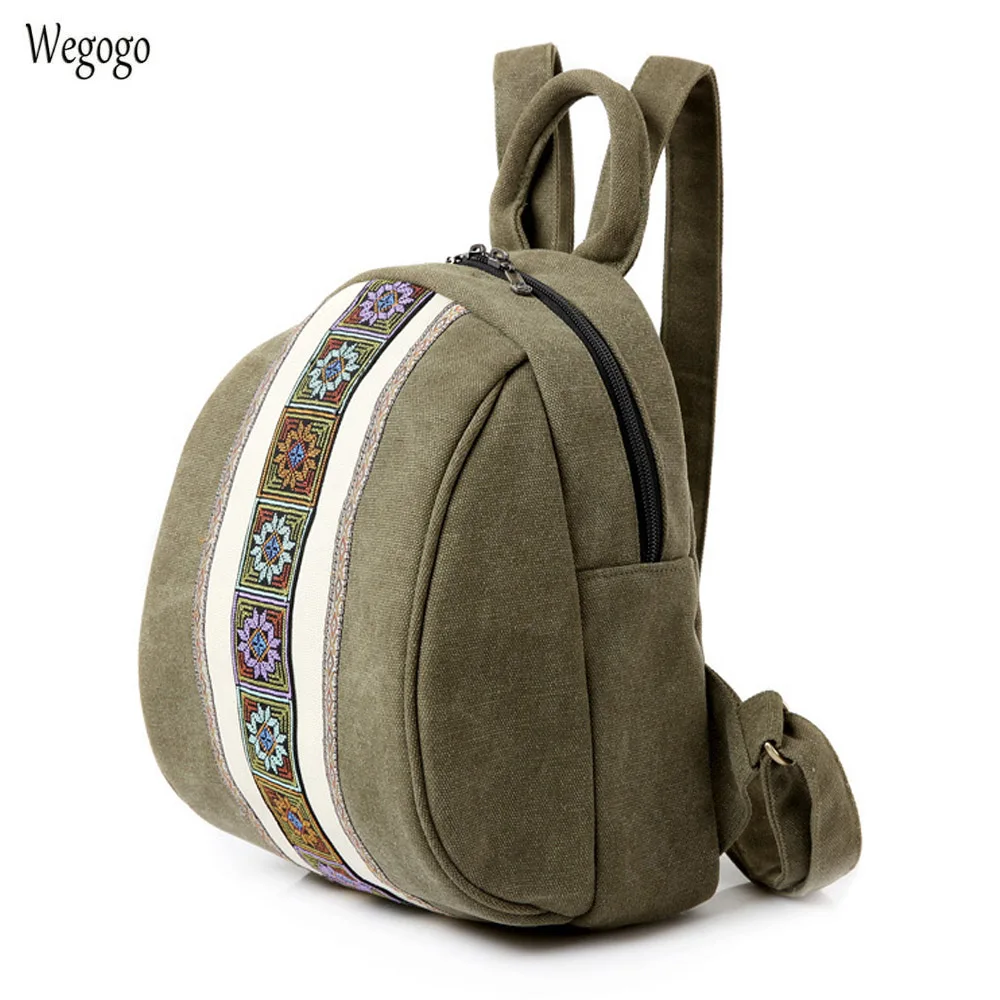 

Vintage New Women Backpack Boho Simple Embroidery Canvas Backpacks Mini Schoolbag Rucksack Travel Beach Shoulder Bag