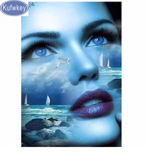 3d Diy на заказ фото алмазная живопись полный квадратный "Морская женщина" изображения Вышивка крестом пейзаж живопись с алмазными стразами мозаика
