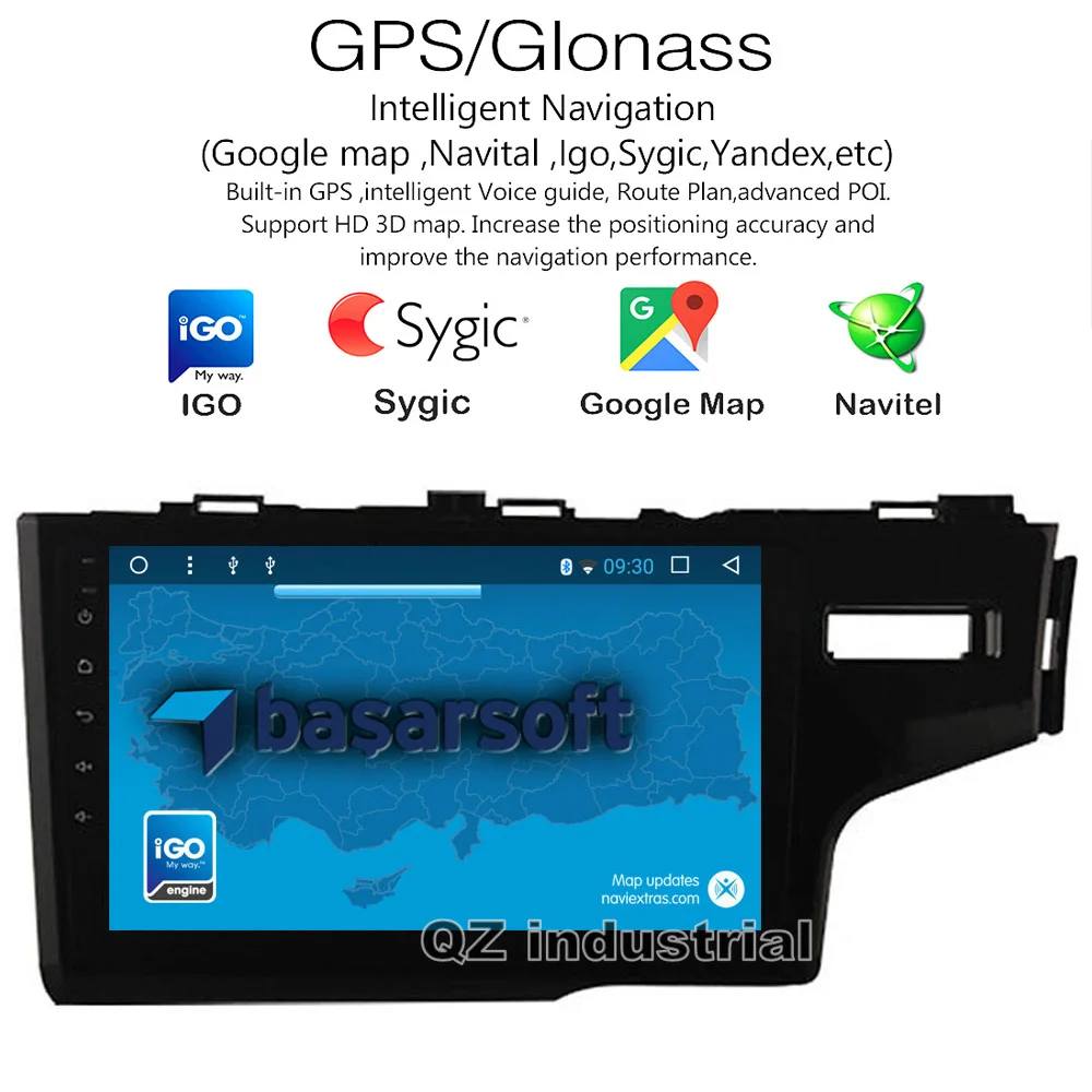 Clearance QZ industrial right hand drive HD 10.1" Android 8.1 T3 Car DVD player for Honda Fit 2014-2016 With 3G 4G WIFI GPS Radio Navi RDS 4