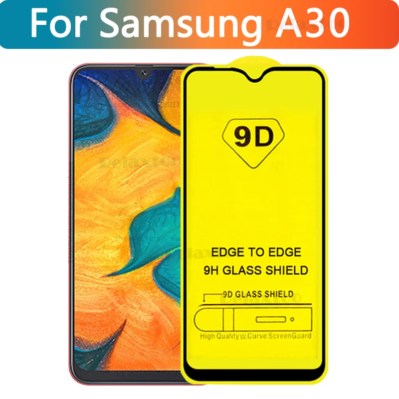 A30 Изогнутое закаленное стекло 30 9D для samsung Galaxy A30 A305F с полным клеем, Защитная пленка для экрана sansung samung A30 - Цвет: A30