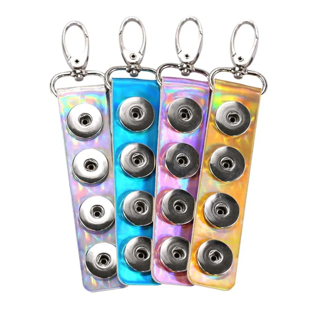 

1pcs colors new PU leather 4 buttons 18mm snap Keychain women's fashion DIY jewelry men's Keyring button one direction