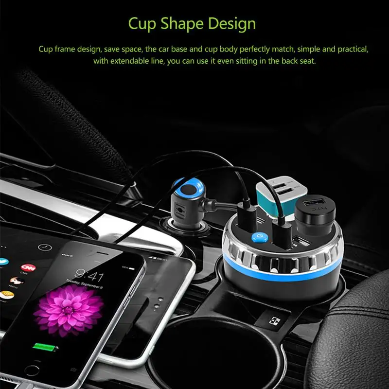 Автомобильное зарядное устройство Max 5 в 3,1 А, 4 USB, для iphone, для планшета samsung, двойной прикуриватель, Электронная зажигалка, разветвитель, автомобильная чашка