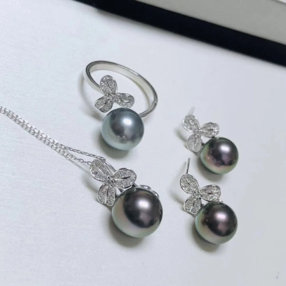 

925 Silver Fashion Pearl Pendant Ring Earrings Set Mountings Findings Beautiful Jewelry Set Parts Fittings Component