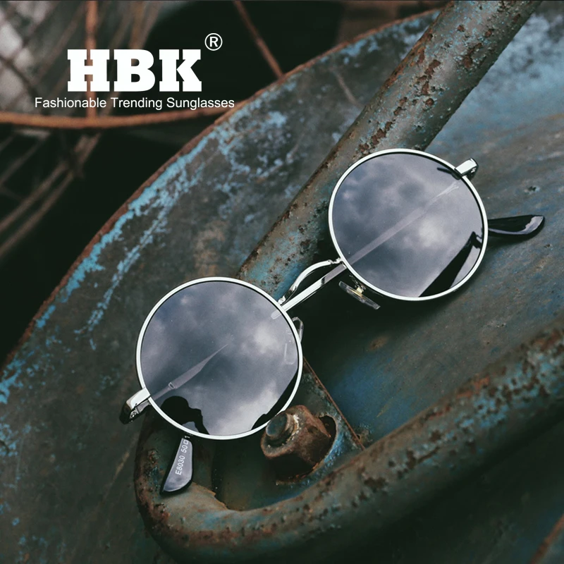 Мужские Винтажные Солнцезащитные очки HBK круглые металлические в стиле стимпанк