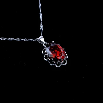 

Oval Cubic Zirconia 925 Silver Chain Necklace Slide Pendant For Women Wedding/Engagement/Party/Gifts
