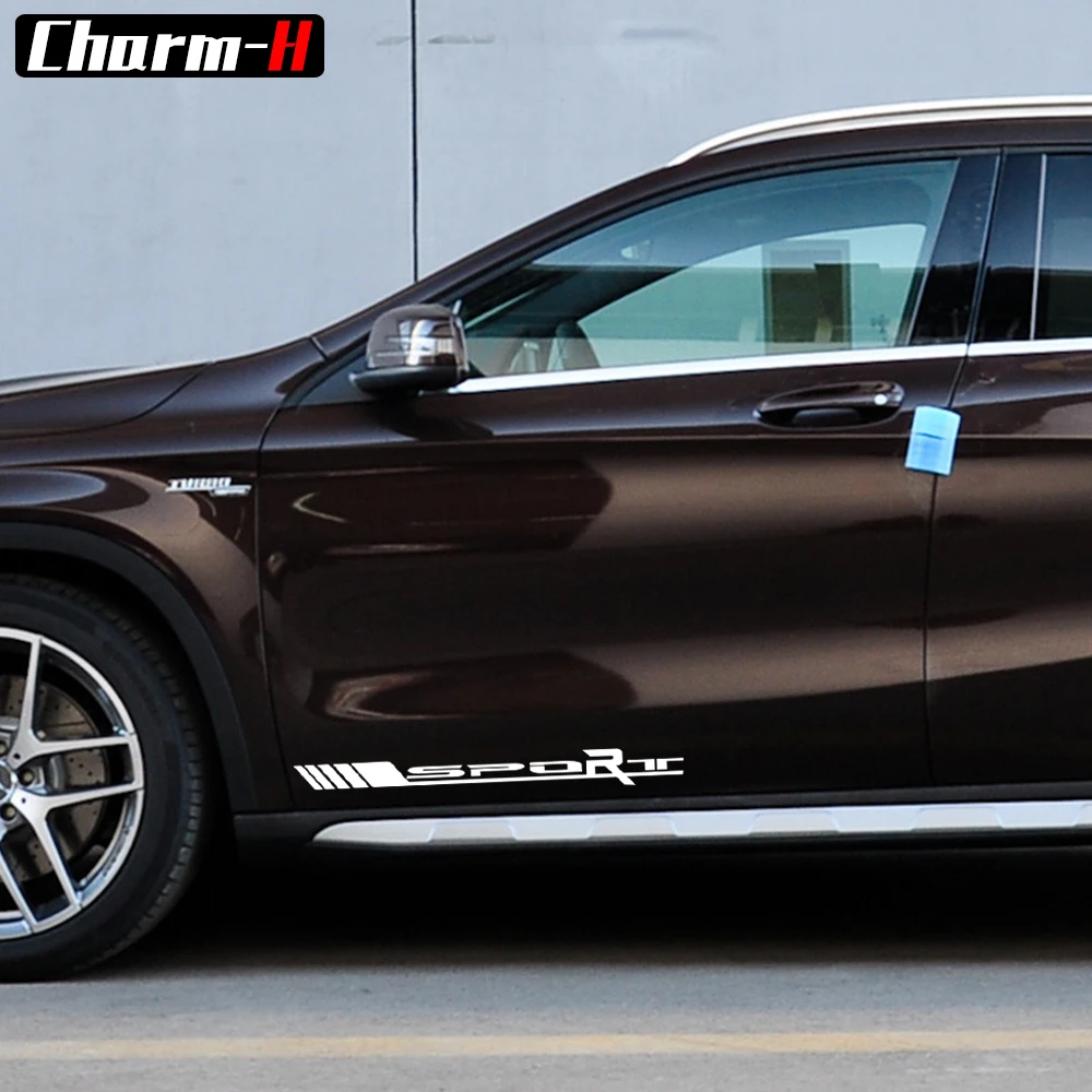 2 Pieces Sport Side Door Racing Vinyl Decal Stickers for Mercedes Benz W176 W117 C117 W212 W203 W204 W205 C63 CLA GLA A 45 AMG