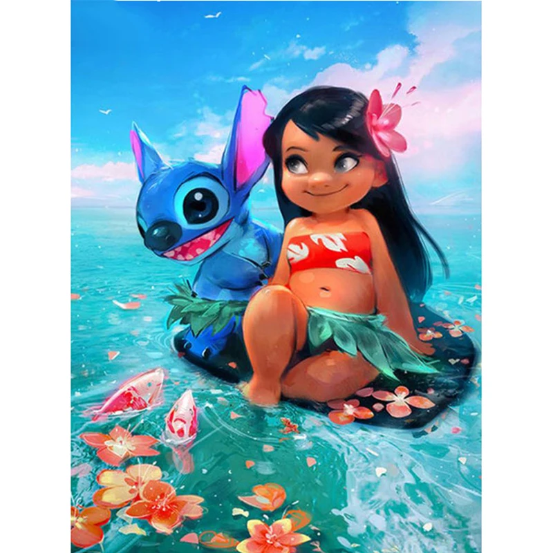 

Cartoon 5D DIY Diamond Embroidery Lilo&Stitch Diamond Painting Cross Stitch Full Diamond Mosaic Handmade Hobby Children Gift
