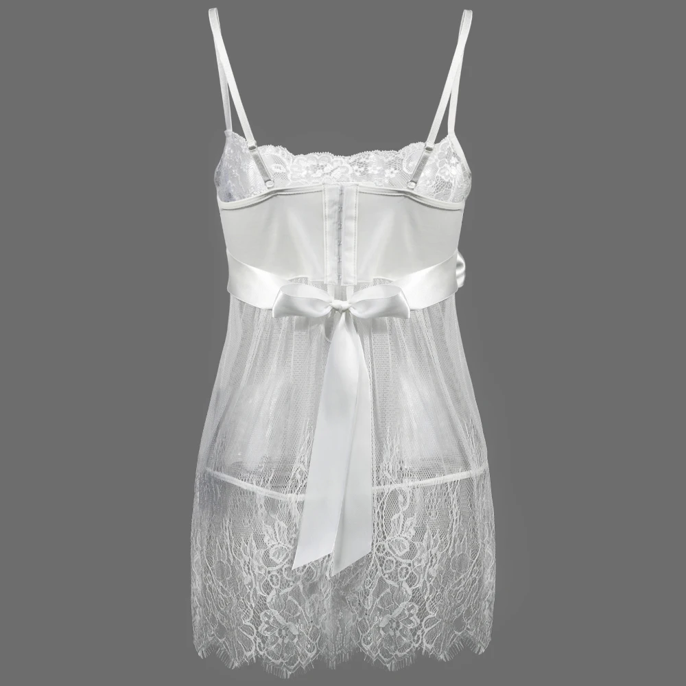 S M L XL 2XL 3XL 4XL 5XL 6XL размера плюс женское белое прозрачное платье сексуальное эротическое кружевное нижнее белье с большим бантом для невесты
