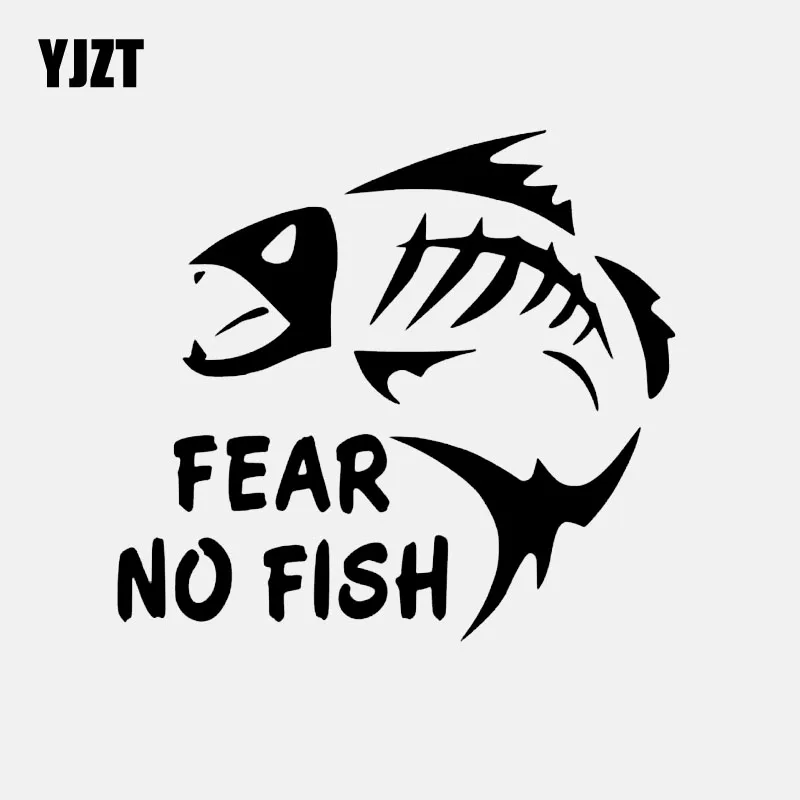 YJZT 13.8CM*12.7CM FEAR NO FISH Fishing Car Sticker For Auto Window Vinyl Decal Decor Black/Silver C24-0435 | Автомобили и