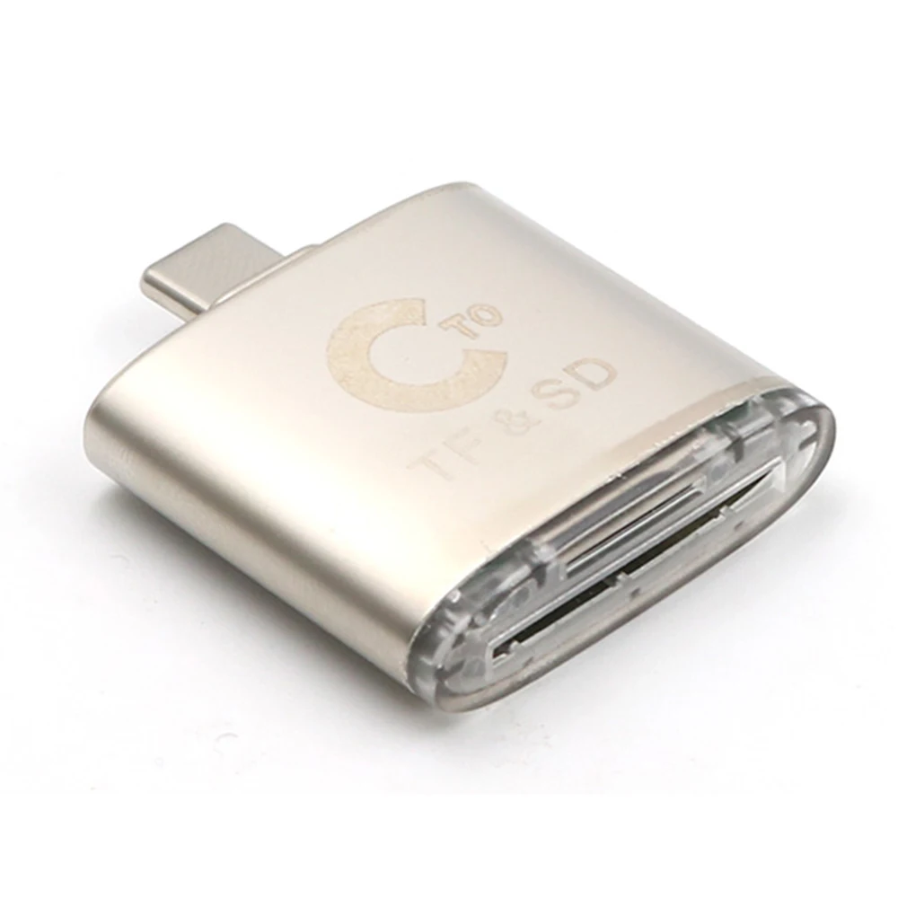 Яркое серебро утилита мини USB V3.1 Тип-C разъем SD/TF 2 в 1 Card Reader передачи файлов для телефона Ноутбук карты читателей и резервного копирования