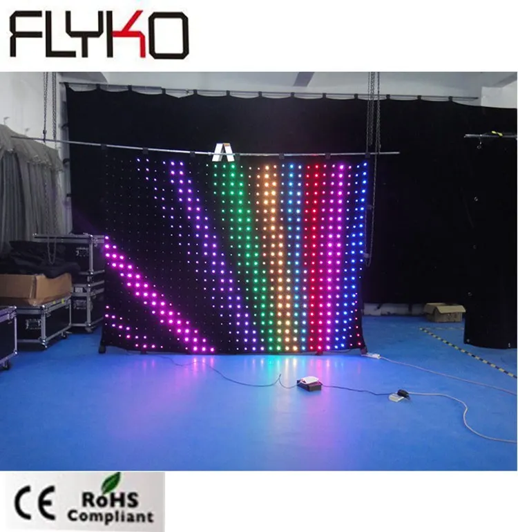 night club decoration p90mm 2*3m dmx control wall mounted LED video curtain | Лампы и освещение