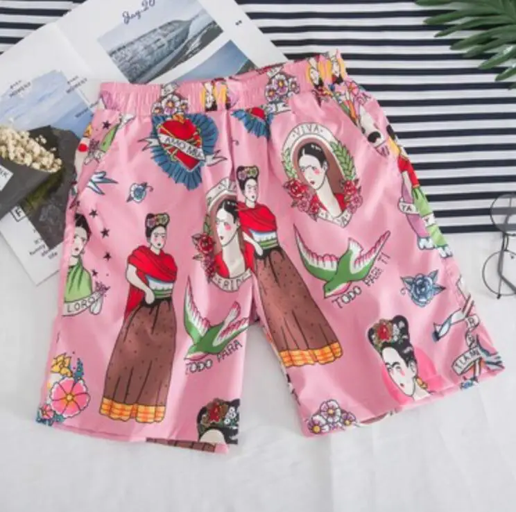 Женская и мужская блузка хараджуку, кимоно с рисунком японского персонажа из мультфильма, летний солнцезащитный кардиган, Свободная Повседневная блузка, топы - Цвет: Pink shorts