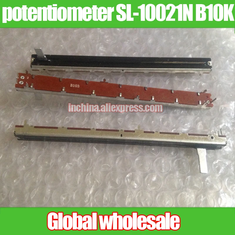

2pcs fader 117MM single joint mixer fader potentiometer SL-10021N B10K handle length 15C
