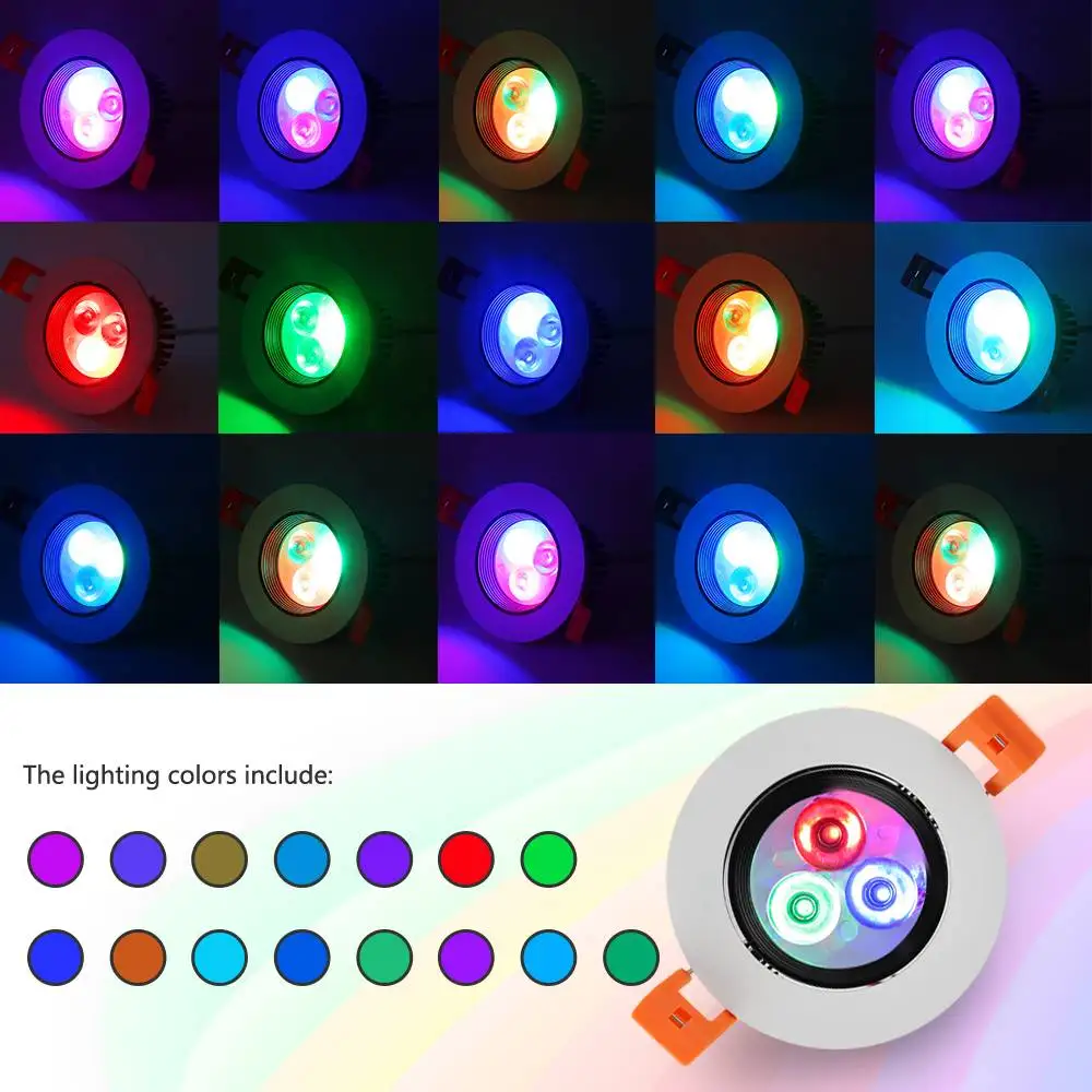 

RGB LED Downlight 5W LED High Power LED Downlight AC85-275V Recessed Aliminum Cover LED Spot Bulb with Remote Controller