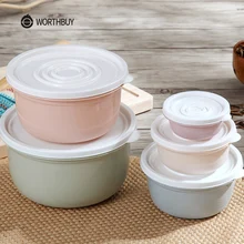 WORTHBUY 5 шт./компл. Кухонный Контейнер для хранения BPA БЕСПЛАТНО пластиковый ящик для хранения герметичные зерновые еда, фрукты органайзер для холодильника