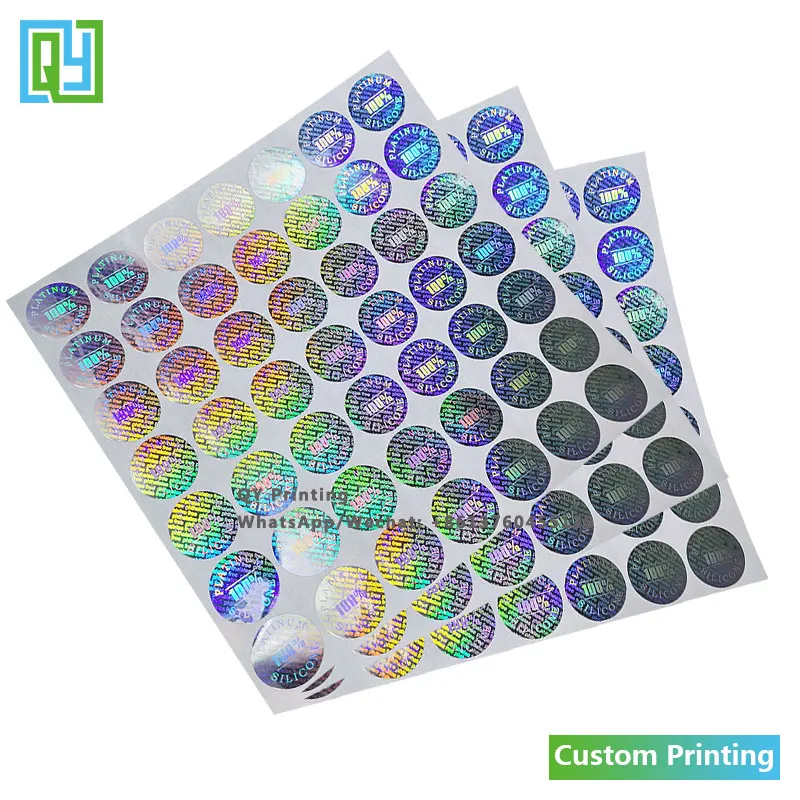 10000pcs 20x20mm 무료 배송 맞춤 인쇄 된 3D 실버 홀로그램 스티커 사용자 정의 만든 숨겨진 된 텍스트 보안 포장 레이블