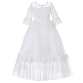 

Beading Lace Child Girls Dress Summer Wedding Bridesmaid Dresses for Kids Tulle Long Princess Dress Girls Party Ball Gown Dress