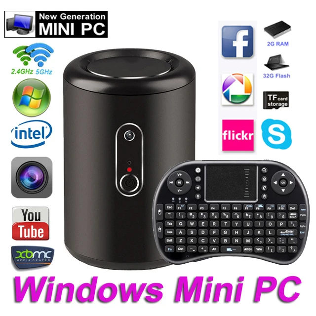 2016 HOT New G2 Windows 10 Mini PC TV Box Intel Z3735F Quad Core 2G/32G Built in Camera Bluetooth WiFi Ethernet +i8 kayboard
