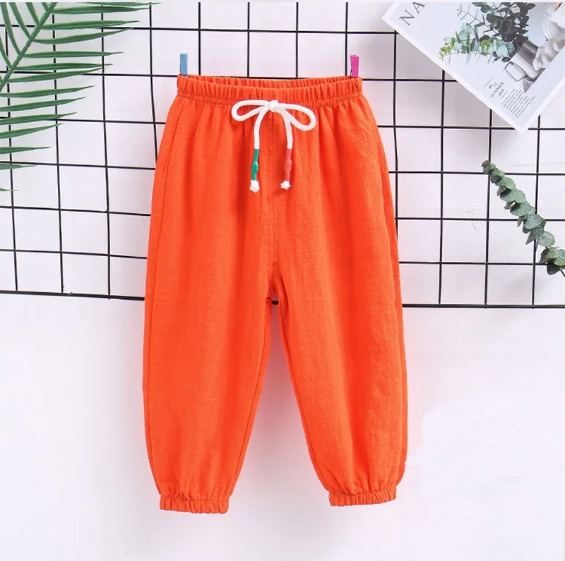 CROAL CHERIE Summer Solid Color Linen Children Pants for Baby Boys Girls Pants Harem Pants for Kids Child Trousers 90-130cm  (8)