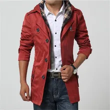 Демисезонный мужской стиль Slim Fit теплый длинный плащ Мужская модная мужская куртка большой