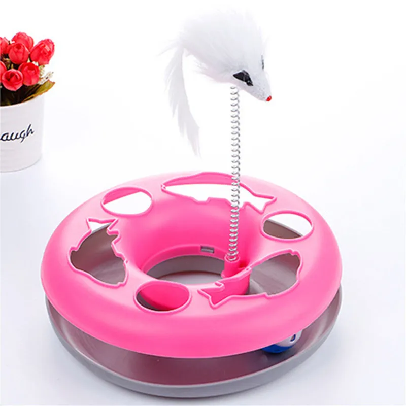 Pet Cat Toys Single- layer Kettle Spring Mice Crazy Amusement Disk Multifunctional Disk Play Activity