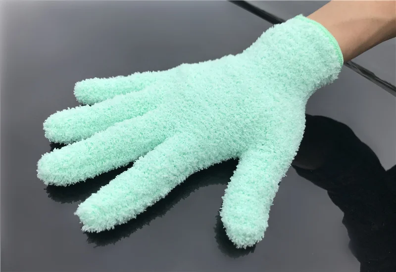 Lucullan трикотажные внутренние скраб перчатки супер мягкая микрофибра автохимия мытье рукавица для ухода за автомобилем кожа, панель, винил и ткань - Цвет: 1 Geen Mitt