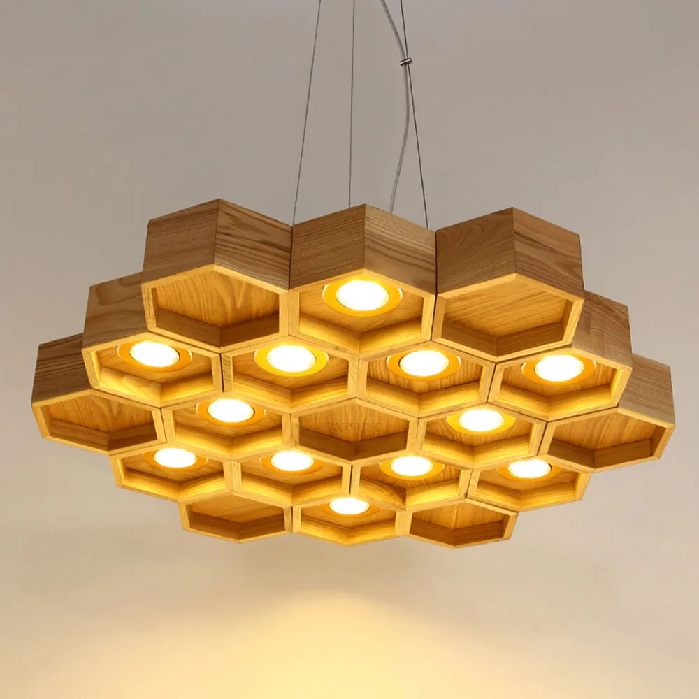 New Modern Honeycomb Shape Led Pendant Lights Lamp Wood Lighting New Modern Honeycomb Shape Led Pendant Lights Lamp Wood Lighting Fixtures Hanging For Kitchen Dining Room Living In From
