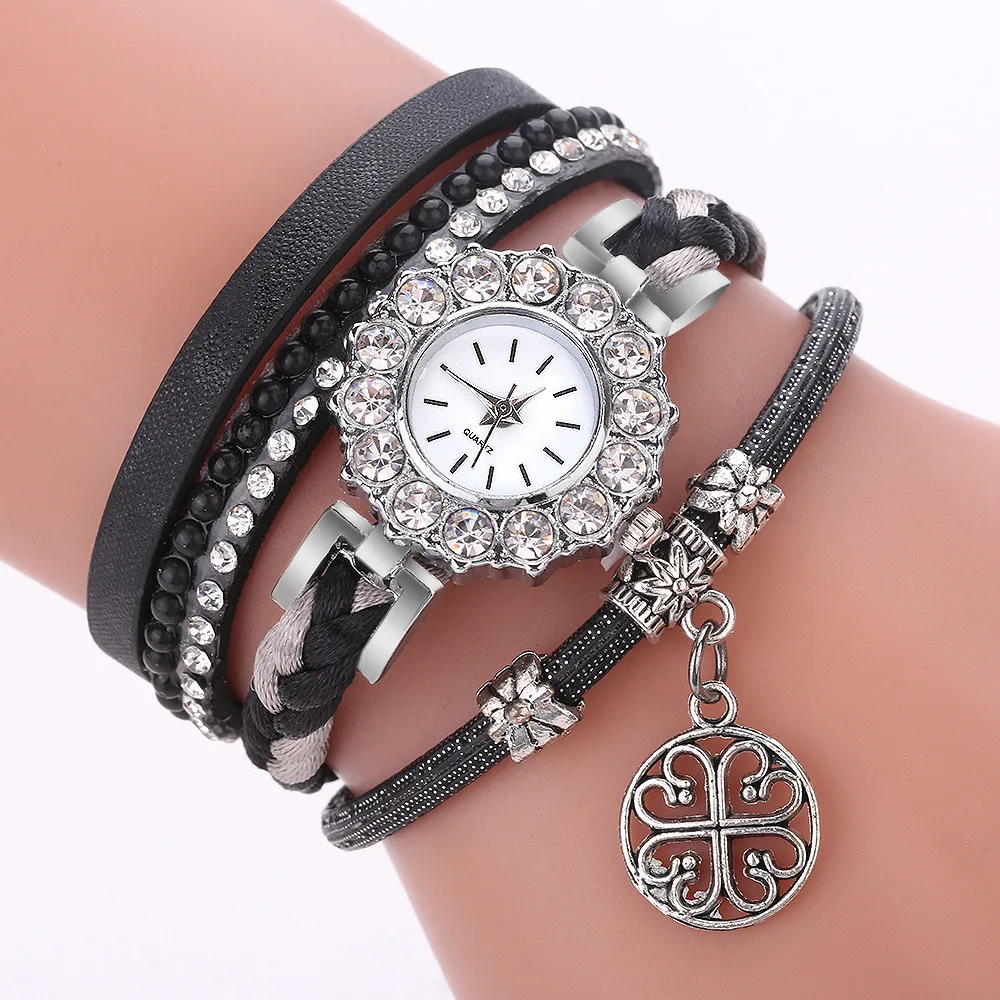 Women watch bracelet Fashion Women's Watches Leather band Watch Crystal
