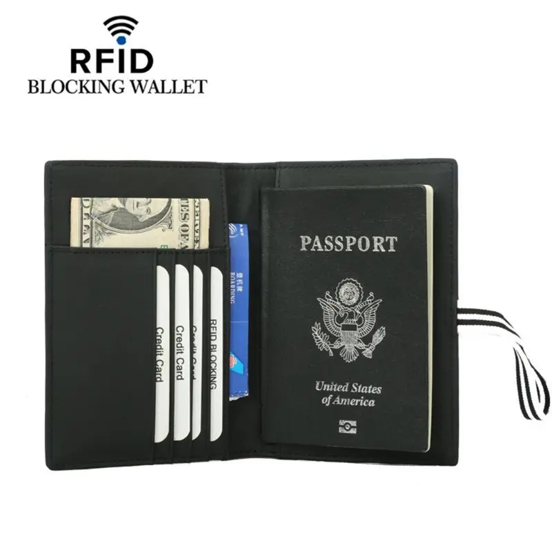 RFID Блокировка держатель паспорта ID Чехол кошелек для кредитных карт для мужчин и женщин